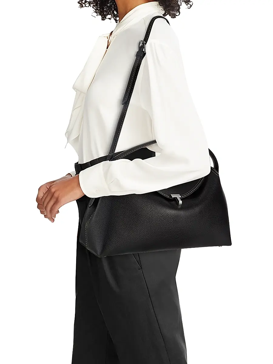 Toteme Women's T-Lock Leather Top-Handle Bag - Shark | Thumbnail 9 Toteme Women's T-Lock Leather Top-Handle Bag - Shark | Thumbnail 9