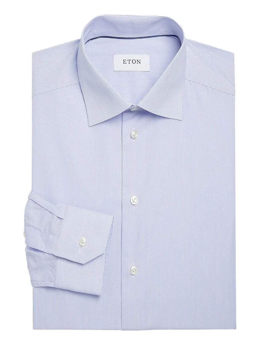 Men's Slim-Fit Fine Striped Dress Shirt