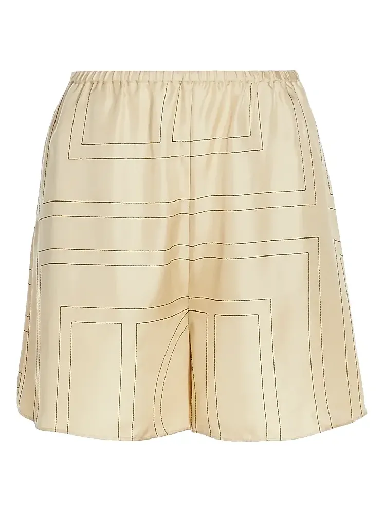 Women's Silk Stitched-Logo Shorts