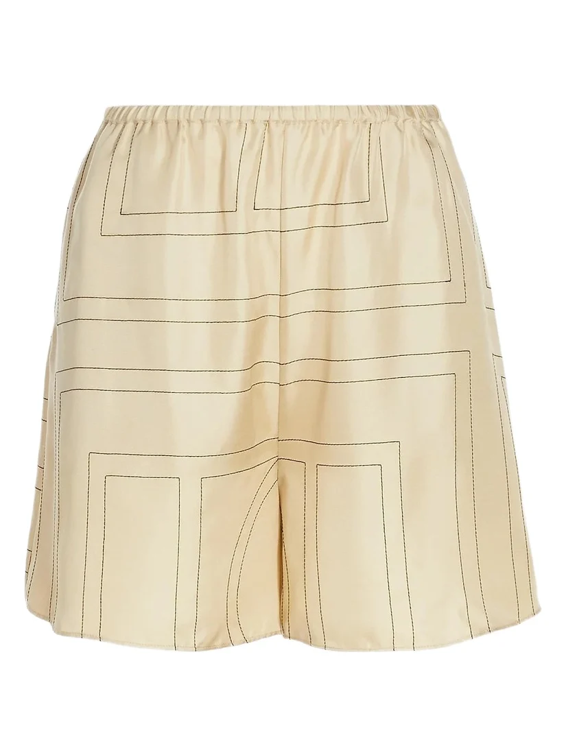 Women's Monogram Stich Silk Shorts Women's Monogram Stich Silk Shorts
