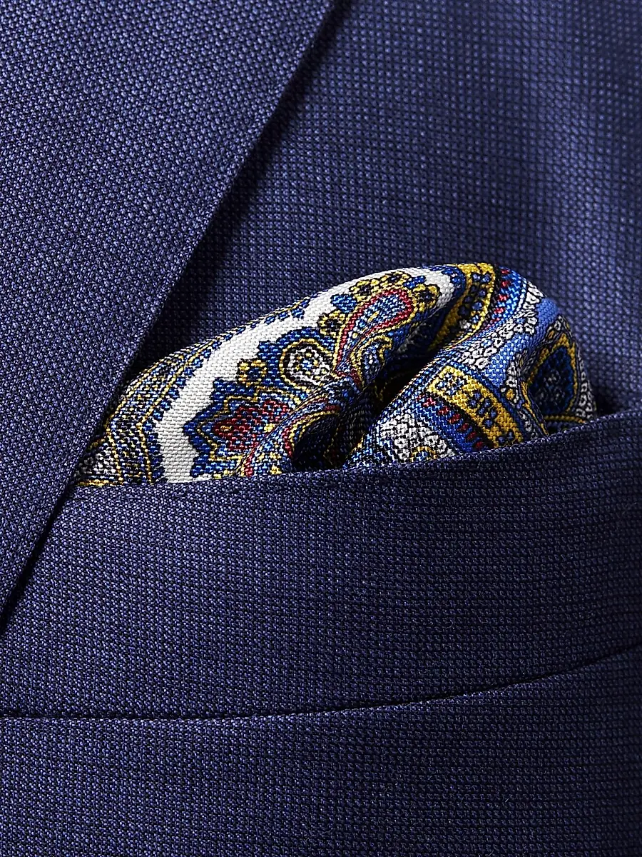 Eton Men's Silk Paisley Pocket Square - Yellow | Thumbnail 2