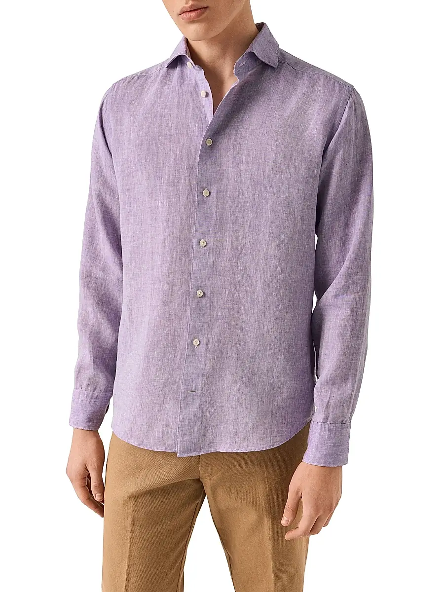 Eton Men's Contemporary-Fit Linen Shirt | Thumbnail 3 Eton Men's Contemporary-Fit Linen Shirt | Thumbnail 3