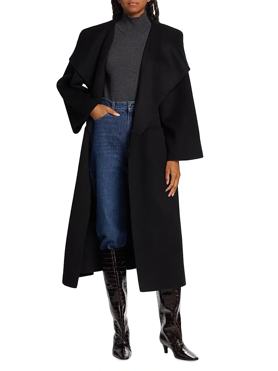 TOTEME Women's Open-Front Wool Coat | Thumbnail 2