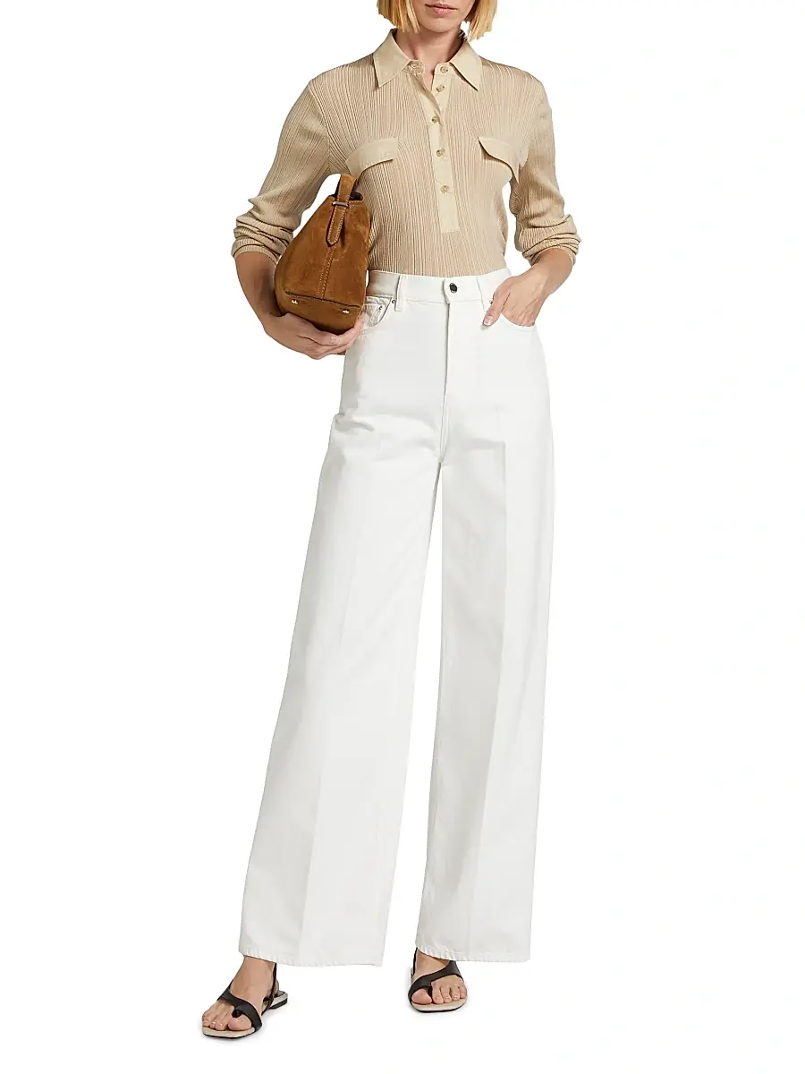Toteme Women's High-Rise Wide-Leg Jeans - White | Thumbnail 2