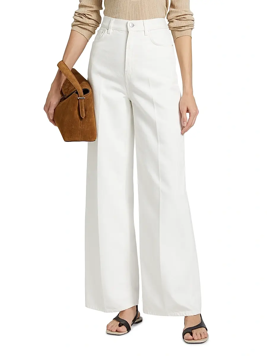 Toteme Women's High-Rise Wide-Leg Jeans - White | Thumbnail 3
