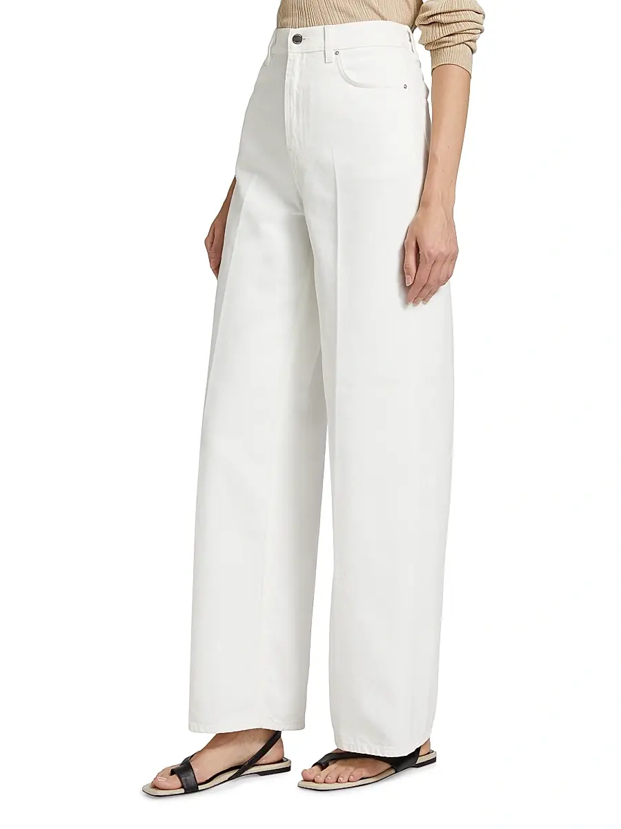 Toteme Women's High-Rise Wide-Leg Jeans - White | Thumbnail 4