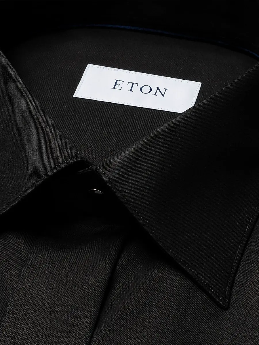 Eton Men's Slim-Fit Twill Fly Front Formal Shirt - Black | Thumbnail 3 Eton Men's Slim-Fit Twill Fly Front Formal Shirt - Black | Thumbnail 3