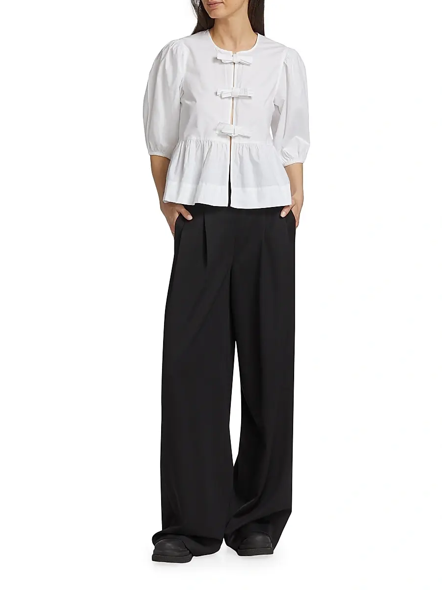 Ganni Women's Cotton Poplin Peplum Blouse | Thumbnail 2 Ganni Women's Cotton Poplin Peplum Blouse | Thumbnail 2