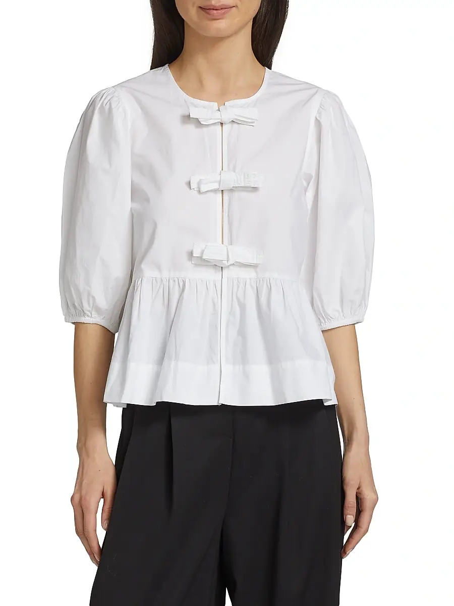 Ganni Women's Cotton Poplin Peplum Blouse | Thumbnail 3 Ganni Women's Cotton Poplin Peplum Blouse | Thumbnail 3