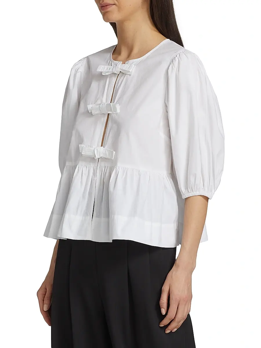 Ganni Women's Cotton Poplin Peplum Blouse | Thumbnail 4 Ganni Women's Cotton Poplin Peplum Blouse | Thumbnail 4