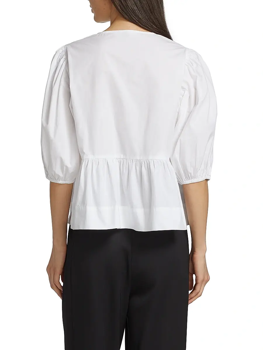 Ganni Women's Cotton Poplin Peplum Blouse | Thumbnail 5 Ganni Women's Cotton Poplin Peplum Blouse | Thumbnail 5