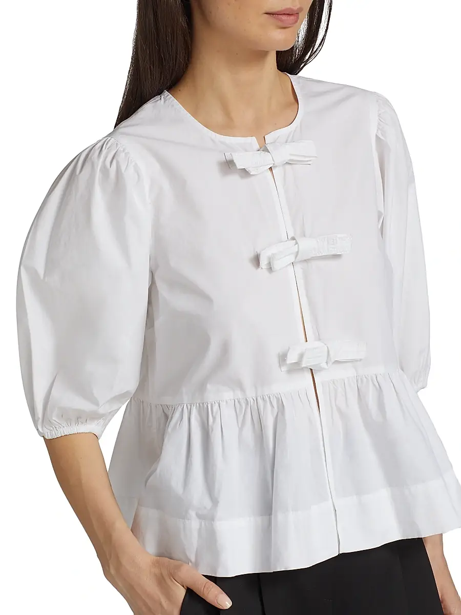 Ganni Women's Cotton Poplin Peplum Blouse | Thumbnail 6 Ganni Women's Cotton Poplin Peplum Blouse | Thumbnail 6