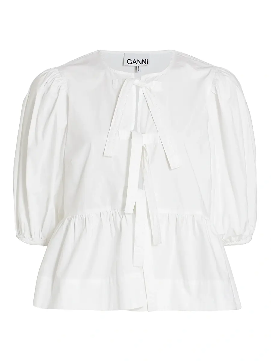 Ganni Women's Cotton Poplin Peplum Blouse
