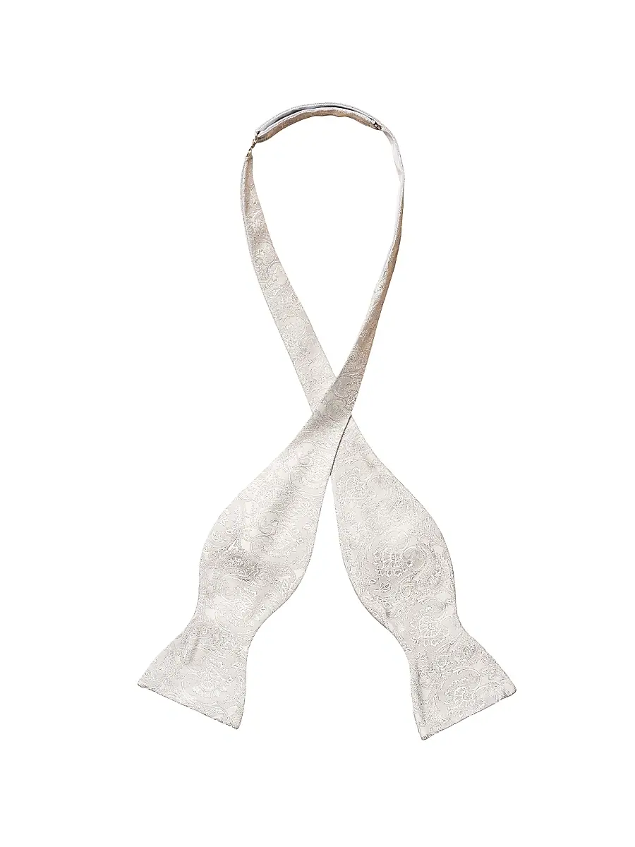 Eton Men's Paisley Silk Bowtie - Grey | Thumbnail 2 Eton Men's Paisley Silk Bowtie - Grey | Thumbnail 2
