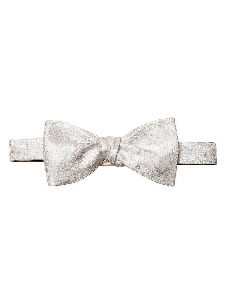 Eton Men's Paisley Silk Bowtie - Grey | Image 1 Eton Men's Paisley Silk Bowtie - Grey | Image 1