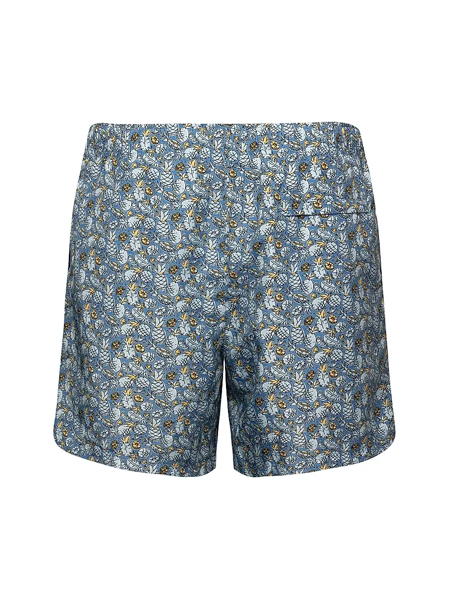 Eton Men's Pineapple Drawstring Swim Shorts - Blue | Thumbnail 2 Eton Men's Pineapple Drawstring Swim Shorts - Blue | Thumbnail 2