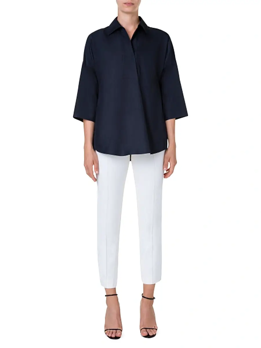 Akris punto Women's Elements Cotton Kimono Blouse | Thumbnail 2 Akris punto Women's Elements Cotton Kimono Blouse | Thumbnail 2