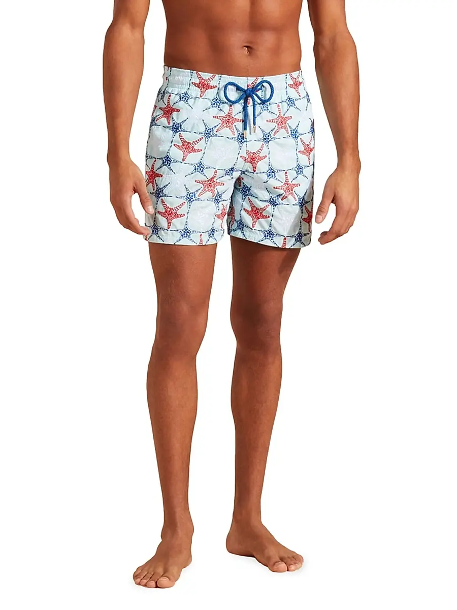 Vilebrequin Men's Starfish-Embroidered Swim Trunks - Thalassa | Thumbnail 4 Vilebrequin Men's Starfish-Embroidered Swim Trunks - Thalassa | Thumbnail 4