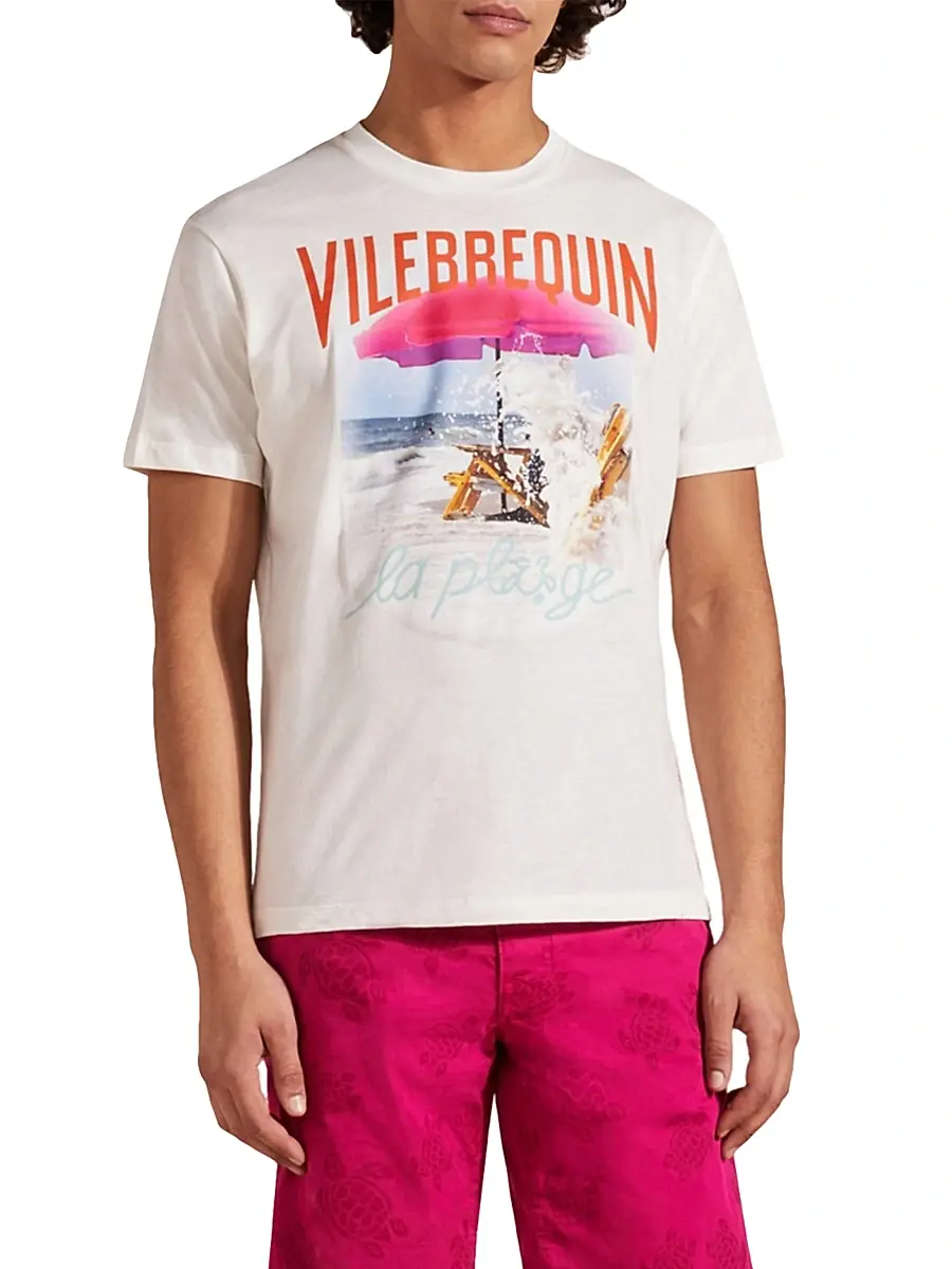 Vilebrequin Men's Wave Beach Cotton T-Shirt | Thumbnail 4 Vilebrequin Men's Wave Beach Cotton T-Shirt | Thumbnail 4