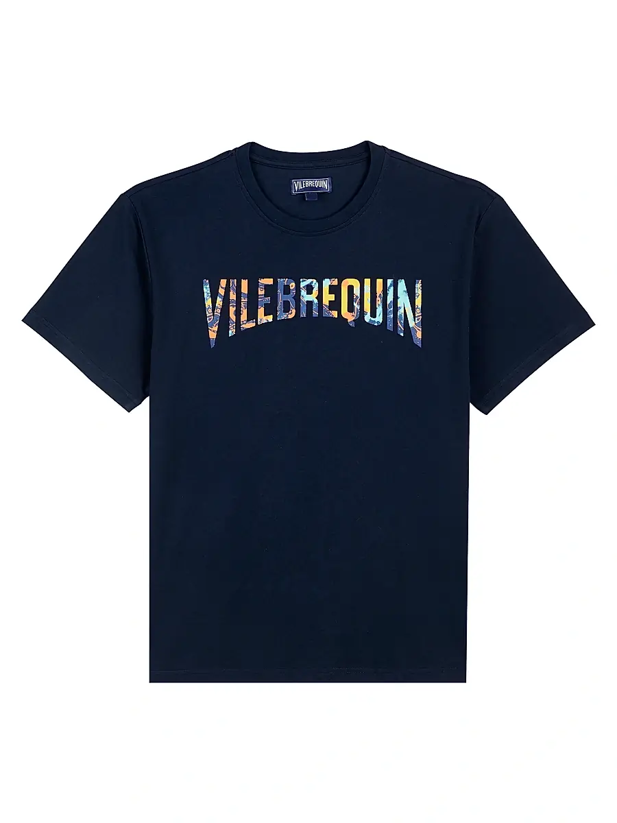 Vilebrequin Men's Tareck Logo Cotton Short-Sleeve T-Shirt - Navy | Image 1 Vilebrequin Men's Tareck Logo Cotton Short-Sleeve T-Shirt - Navy | Image 1
