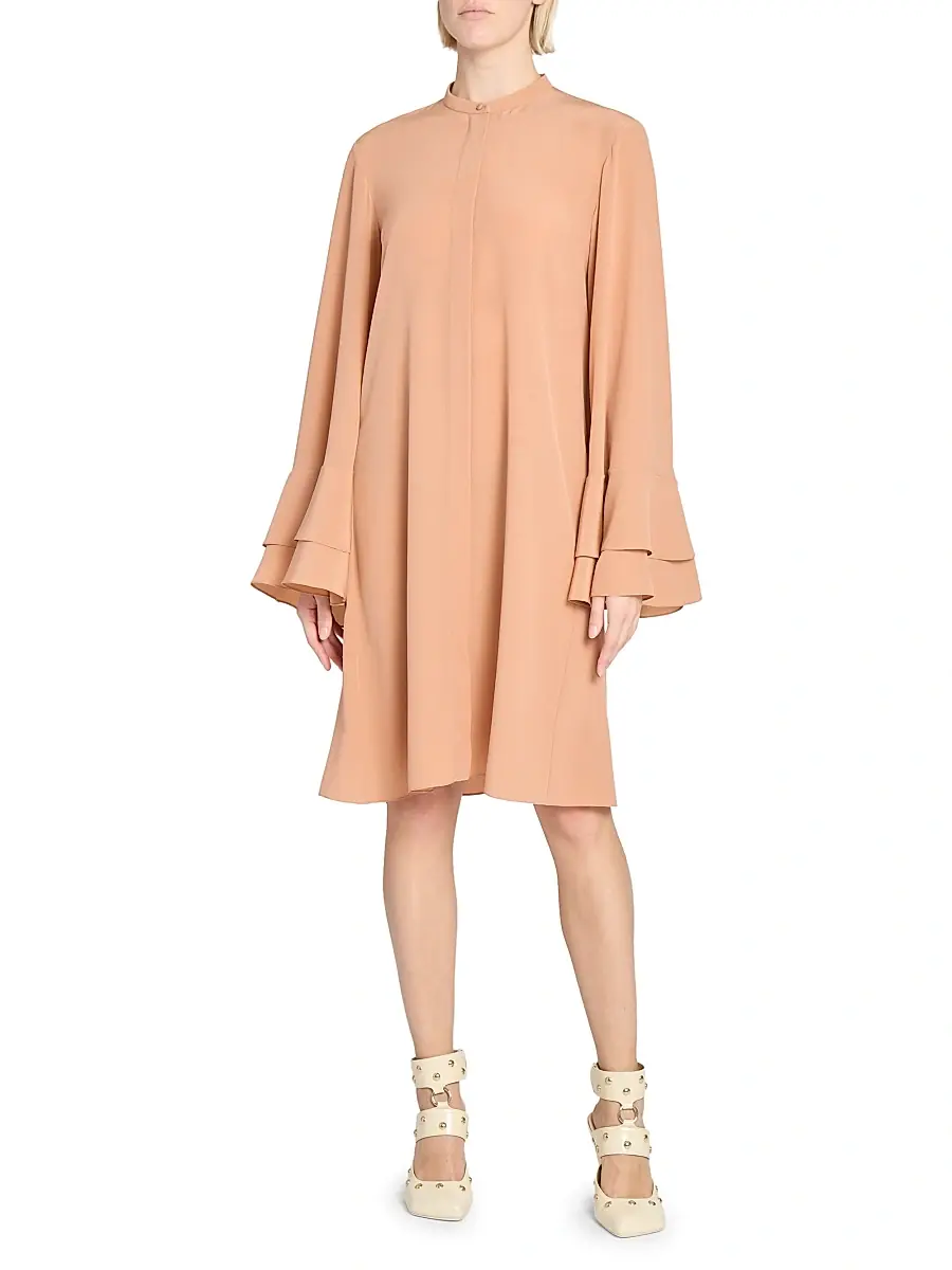 Chloé Women's Flare-Sleeve Silk Minidress - Cheek | Thumbnail 2 Chloé Women's Flare-Sleeve Silk Minidress - Cheek | Thumbnail 2