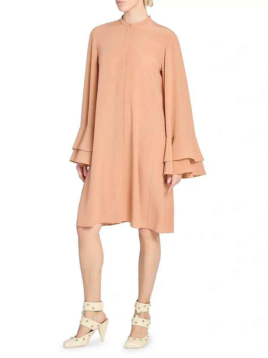Chloé Women's Flare-Sleeve Silk Minidress - Cheek | Thumbnail 3 Chloé Women's Flare-Sleeve Silk Minidress - Cheek | Thumbnail 3