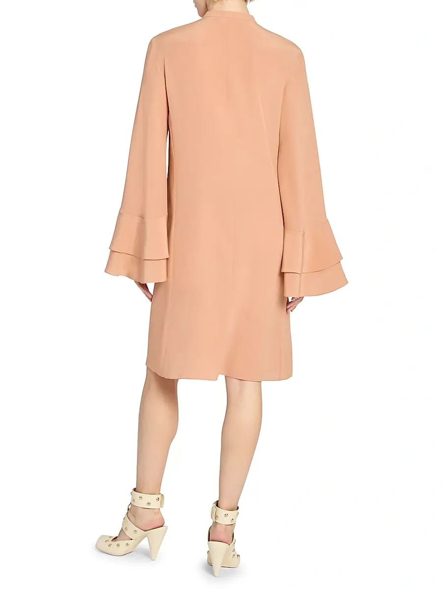 Chloé Women's Flare-Sleeve Silk Minidress - Cheek | Thumbnail 4 Chloé Women's Flare-Sleeve Silk Minidress - Cheek | Thumbnail 4