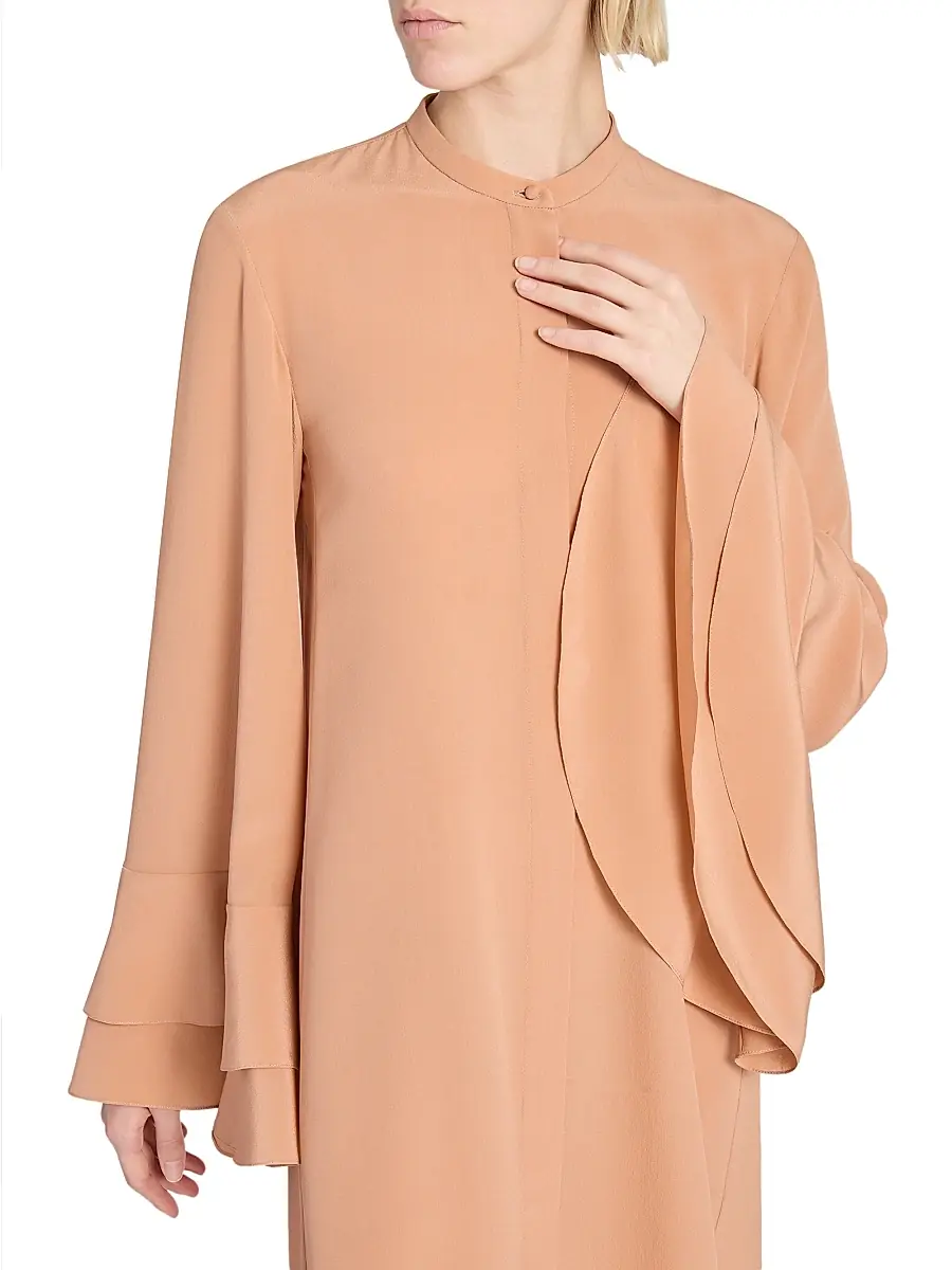 Chloé Women's Flare-Sleeve Silk Minidress - Cheek | Thumbnail 5 Chloé Women's Flare-Sleeve Silk Minidress - Cheek | Thumbnail 5