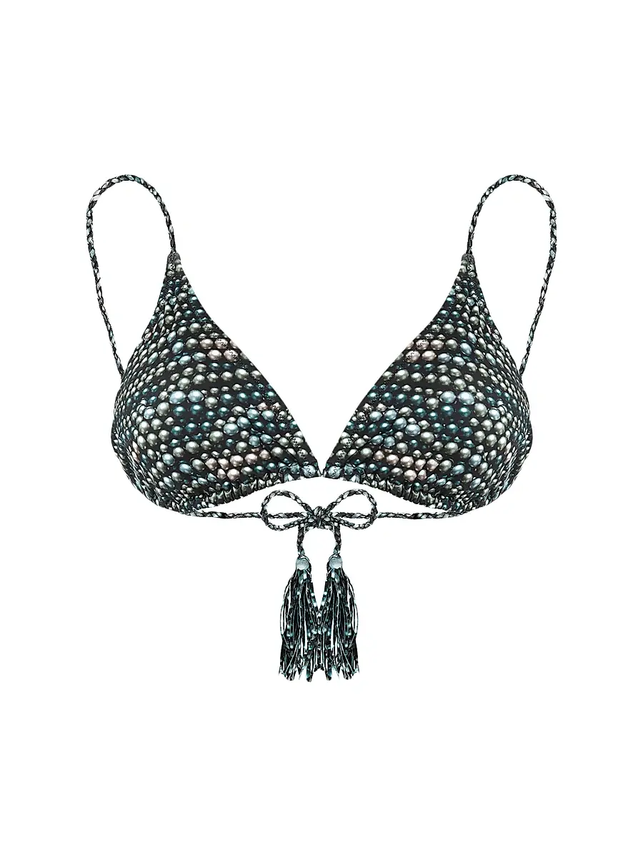 Vilebrequin Women's Pearl Jersey Triangle Bikini Top - Black Noir | Image 1 Vilebrequin Women's Pearl Jersey Triangle Bikini Top - Black Noir | Image 1