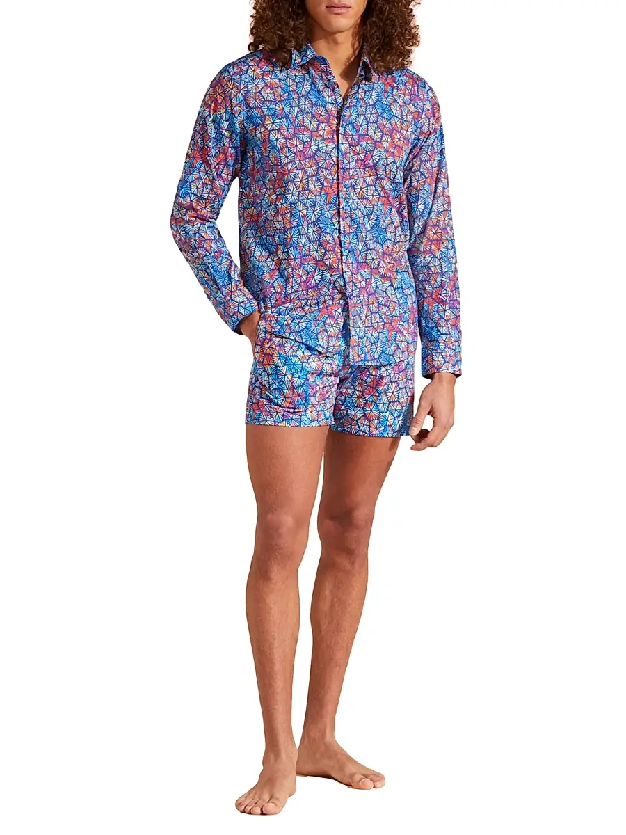 Vilebrequin Men's Carapa Abstract Cotton Button-Front Shirt | Thumbnail 2 Vilebrequin Men's Carapa Abstract Cotton Button-Front Shirt | Thumbnail 2