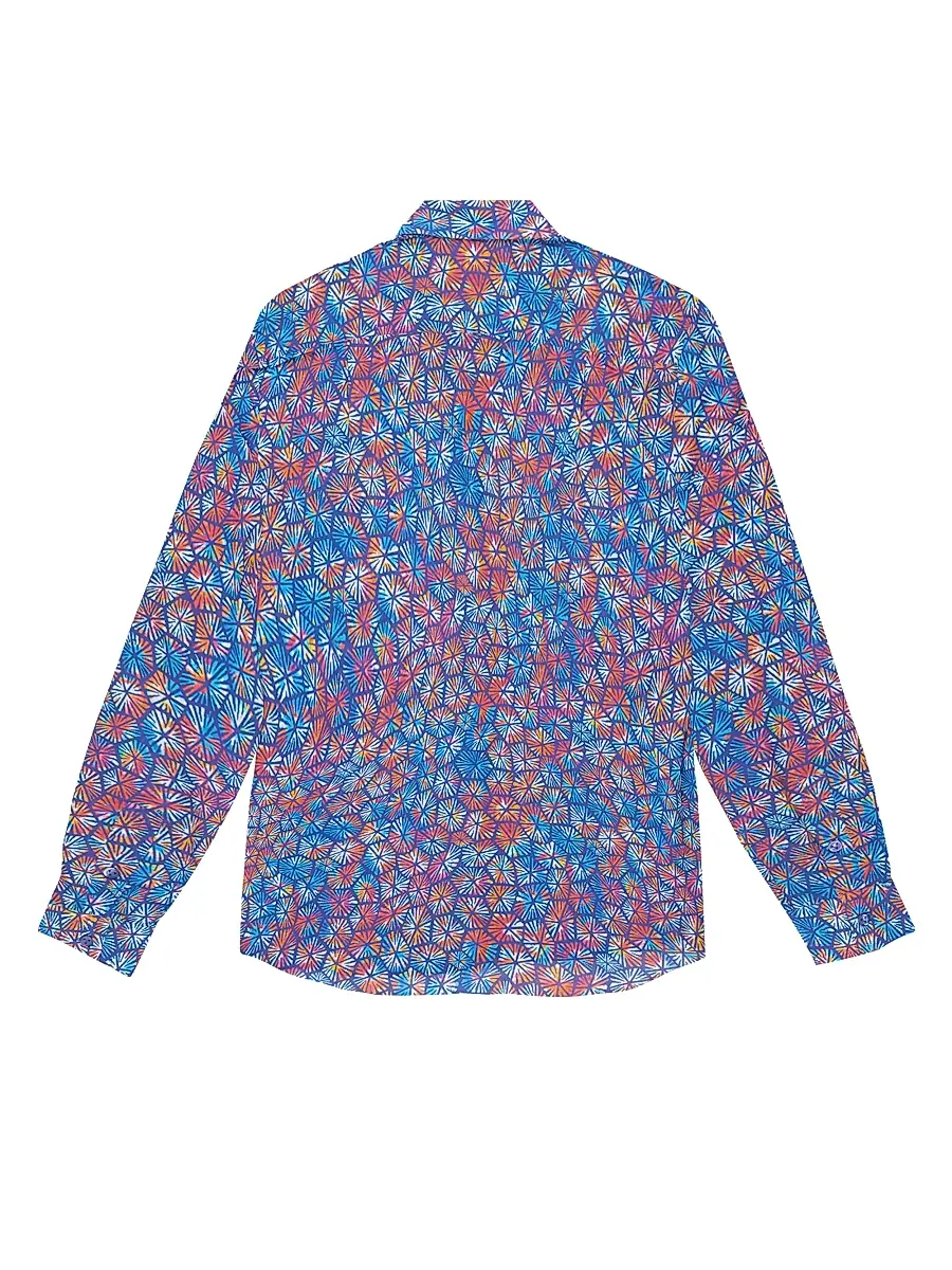 Vilebrequin Men's Carapa Abstract Cotton Button-Front Shirt | Thumbnail 3 Vilebrequin Men's Carapa Abstract Cotton Button-Front Shirt | Thumbnail 3