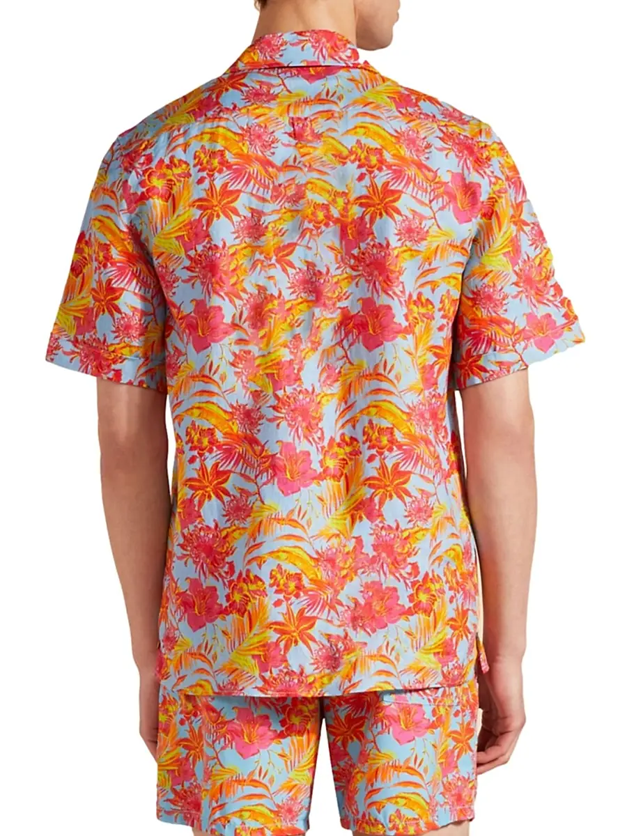 Vilebrequin Men's Tahiti Flower Linen Camp Shirt | Thumbnail 5 Vilebrequin Men's Tahiti Flower Linen Camp Shirt | Thumbnail 5