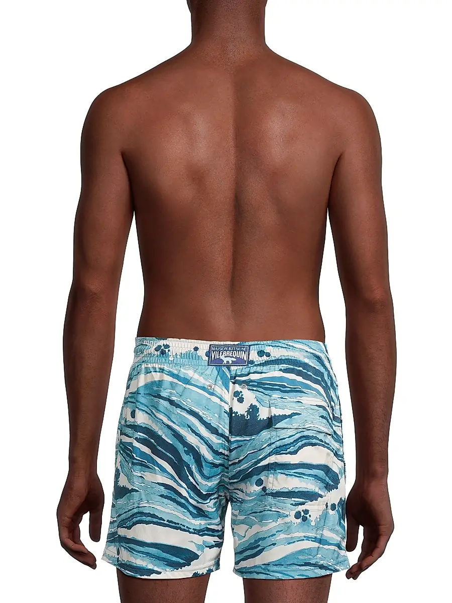Vilebrequin Men's x Maison Kitsuné Wave Stripe Swim Shorts | Thumbnail 5 Vilebrequin Men's x Maison Kitsuné Wave Stripe Swim Shorts | Thumbnail 5