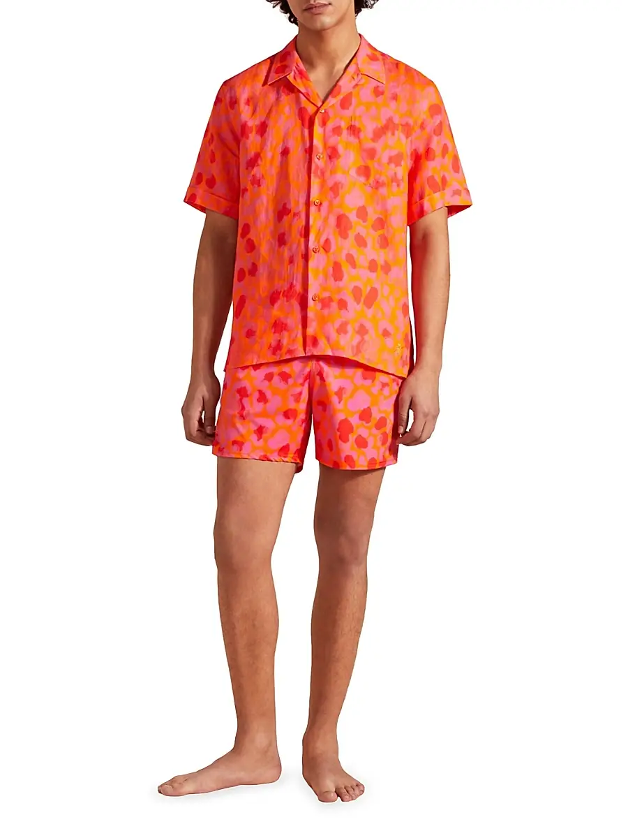 Vilebrequin Men's New Leopard Linen Camp Shirt | Thumbnail 2
