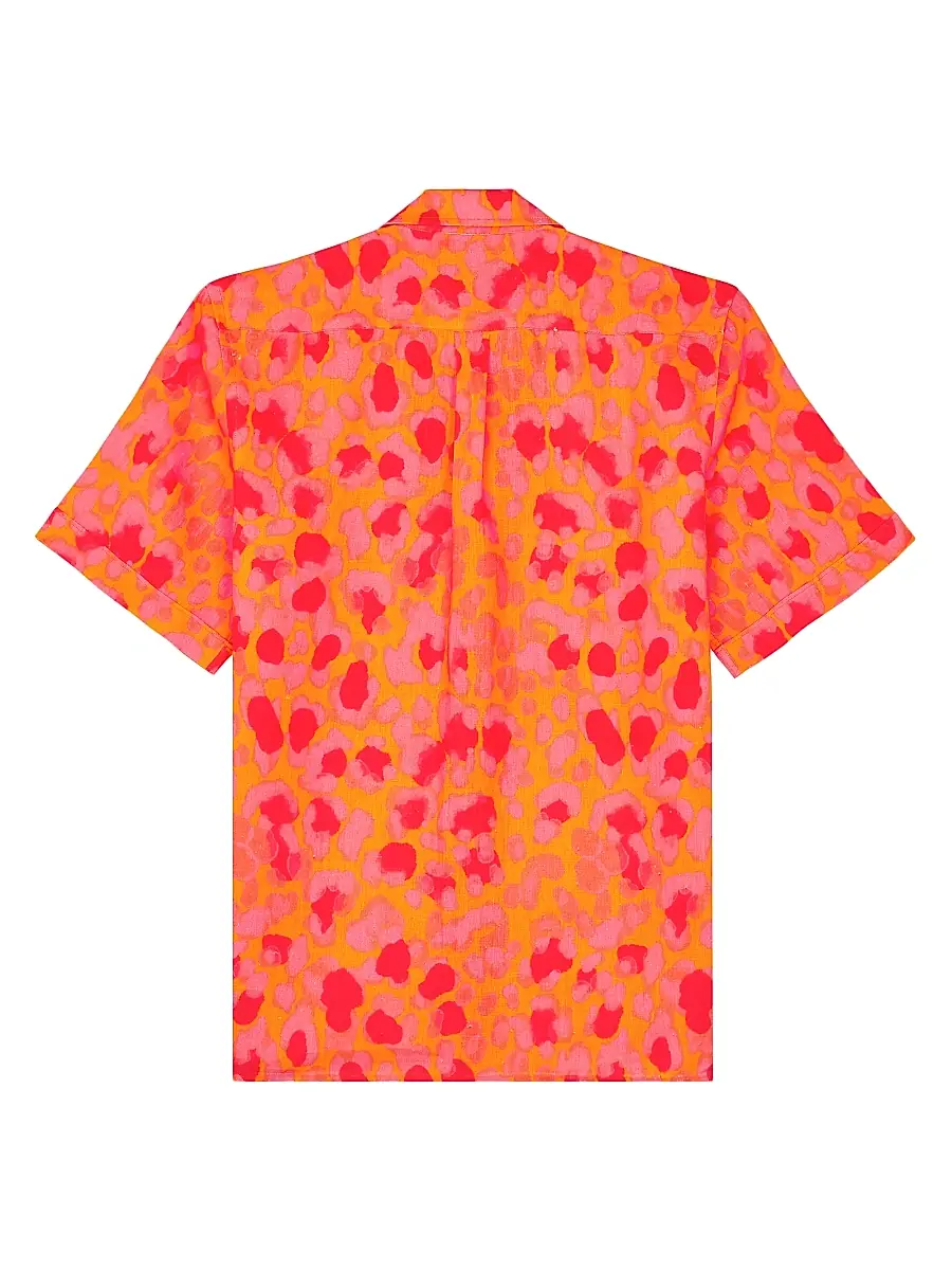Vilebrequin Men's New Leopard Linen Camp Shirt | Thumbnail 3