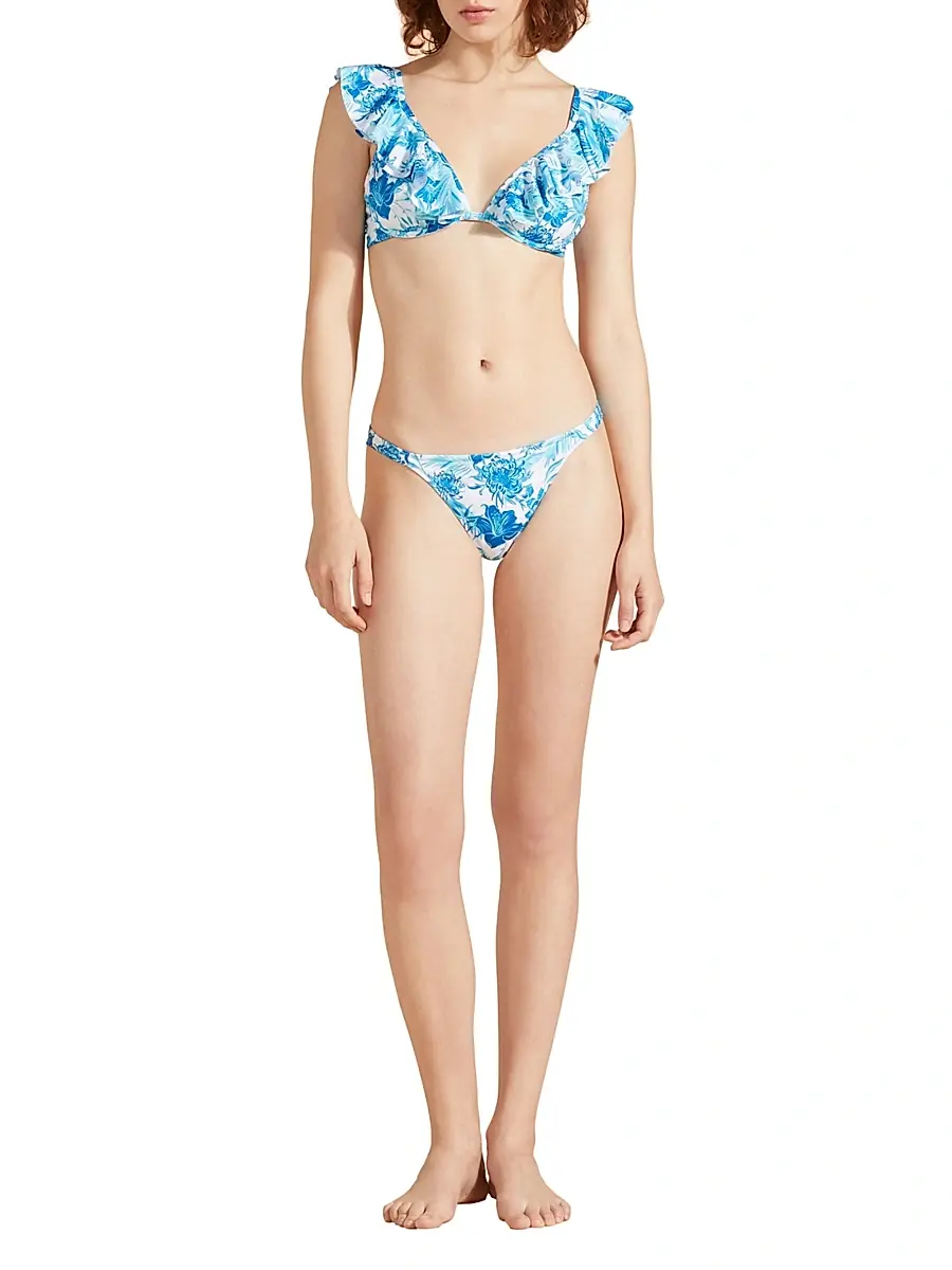 Vilebrequin Women's Tahiti Flowers Ruffled Bikini Top | Thumbnail 2 Vilebrequin Women's Tahiti Flowers Ruffled Bikini Top | Thumbnail 2