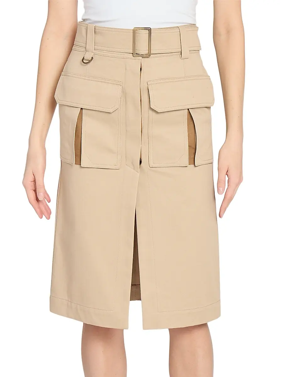Chloé Women's Cotton Belted Utility Skirt - Sandy Brown | Thumbnail 2 Chloé Women's Cotton Belted Utility Skirt - Sandy Brown | Thumbnail 2