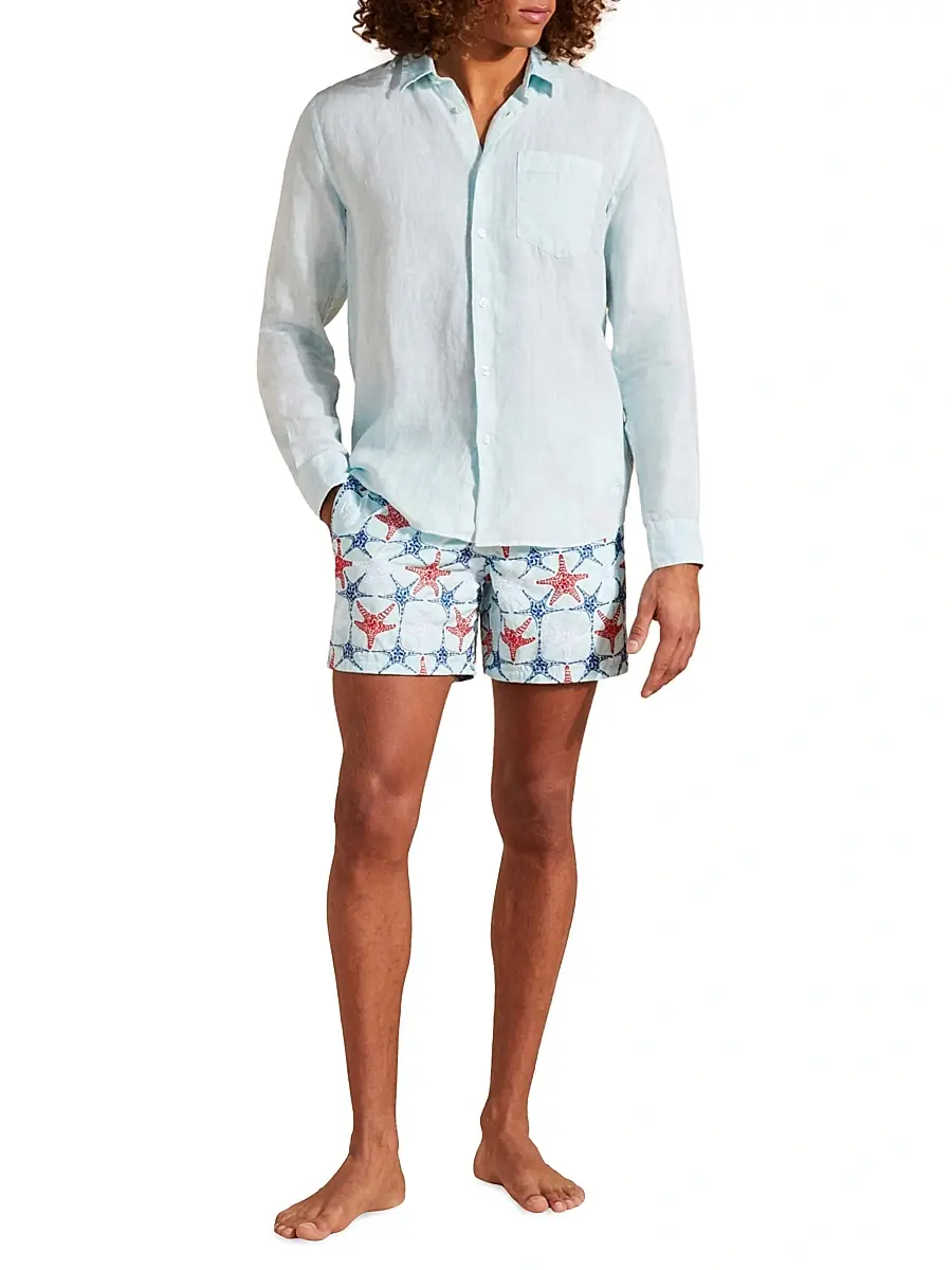 Vilebrequin Men's Linen Button-Up Shirt - Thalassa - Size XXXL | Image 1 Vilebrequin Men's Linen Button-Up Shirt - Thalassa - Size XXXL | Image 1