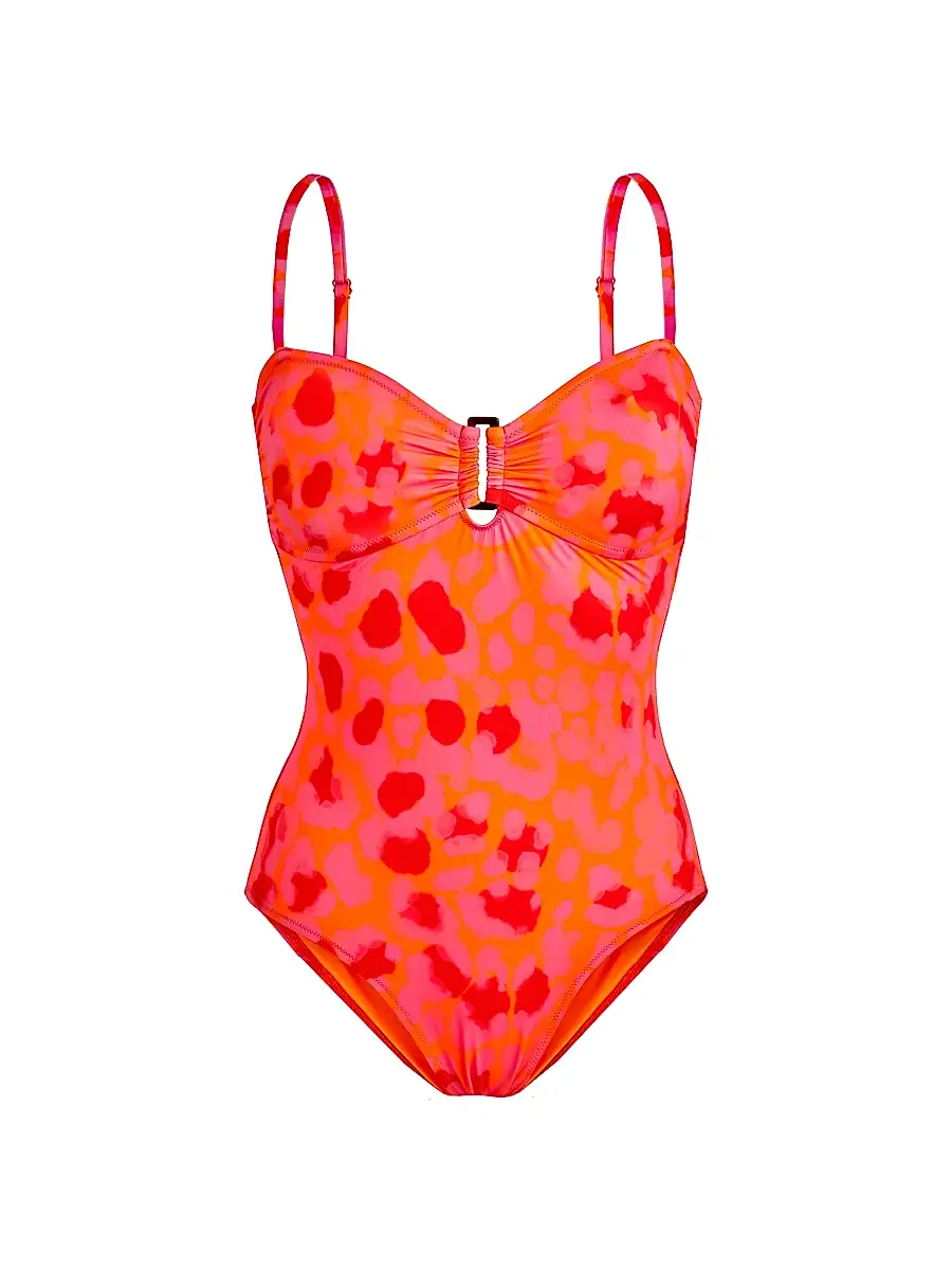Vilebrequin Women's New Leopard Underwire One-Piece Swimsuit - Apricot | Image 1 Vilebrequin Women's New Leopard Underwire One-Piece Swimsuit - Apricot | Image 1