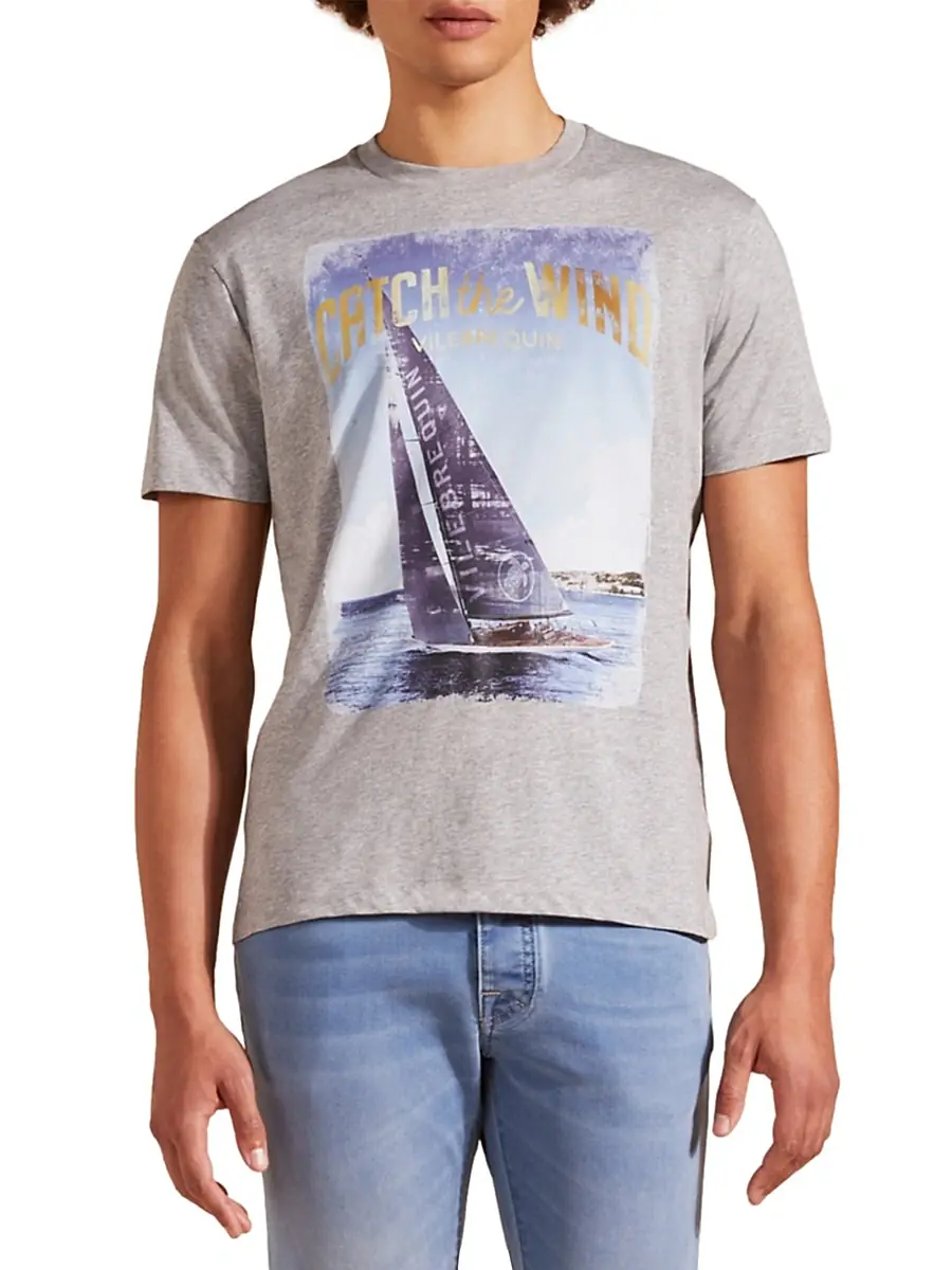 Vilebrequin Men's 'Catch The Wind' Sailboat T-Shirt | Thumbnail 4 Vilebrequin Men's 'Catch The Wind' Sailboat T-Shirt | Thumbnail 4