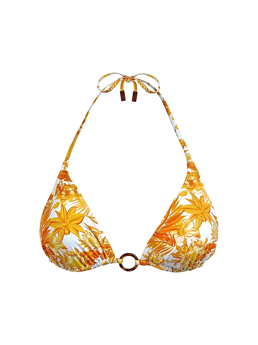 Vilebrequin Women's Tahiti Floral Triangle Bikini Top - Mais | Image 1 Vilebrequin Women's Tahiti Floral Triangle Bikini Top - Mais | Image 1