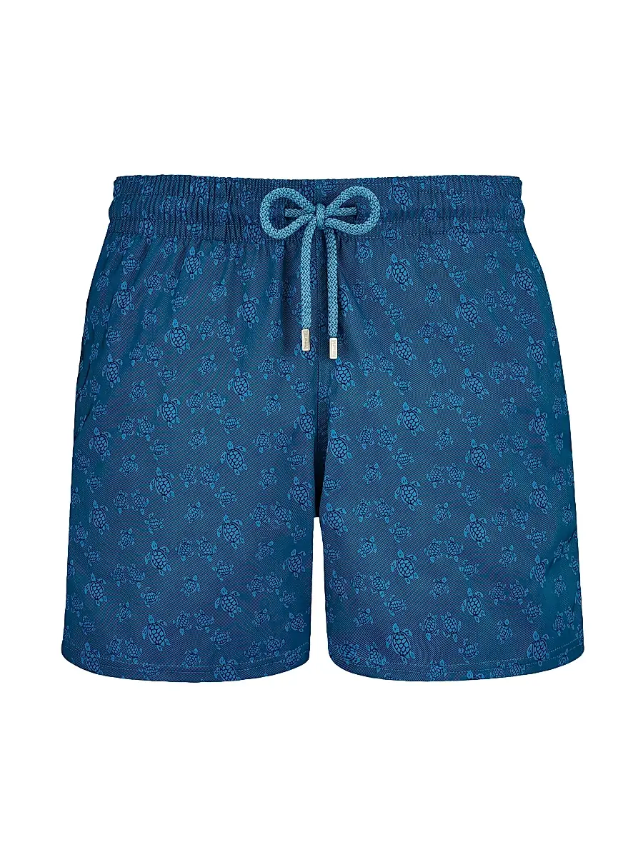 Vilebrequin Men's Turtle Jacquard Swim Shorts - Calanque | Image 1 Vilebrequin Men's Turtle Jacquard Swim Shorts - Calanque | Image 1