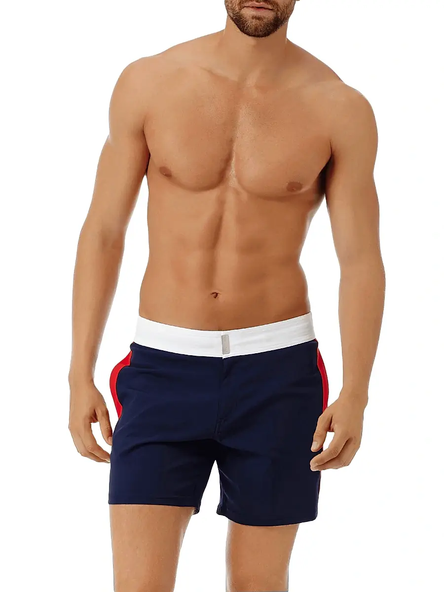 Vilebrequin Men's Colorblocked Stretch Swim Trunks - Navy - Size XXL | Image 1 Vilebrequin Men's Colorblocked Stretch Swim Trunks - Navy - Size XXL | Image 1