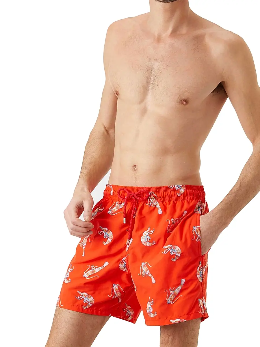 Vilebrequin Men's Crevet Crustacean-Embroidered Swim Trunks - Nefle | Thumbnail 2 Vilebrequin Men's Crevet Crustacean-Embroidered Swim Trunks - Nefle | Thumbnail 2