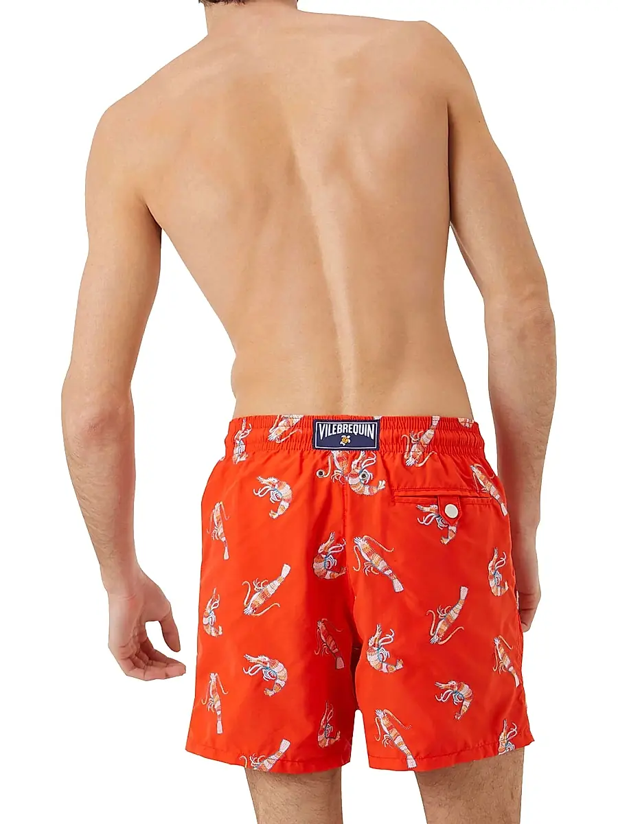 Vilebrequin Men's Crevet Crustacean-Embroidered Swim Trunks - Nefle | Thumbnail 3 Vilebrequin Men's Crevet Crustacean-Embroidered Swim Trunks - Nefle | Thumbnail 3