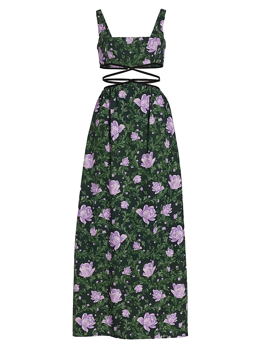 Agua by Agua Bendita Women's Peonia Cut-Out Strappy Maxi Dress - Green | Image 1 Agua by Agua Bendita Women's Peonia Cut-Out Strappy Maxi Dress - Green | Image 1