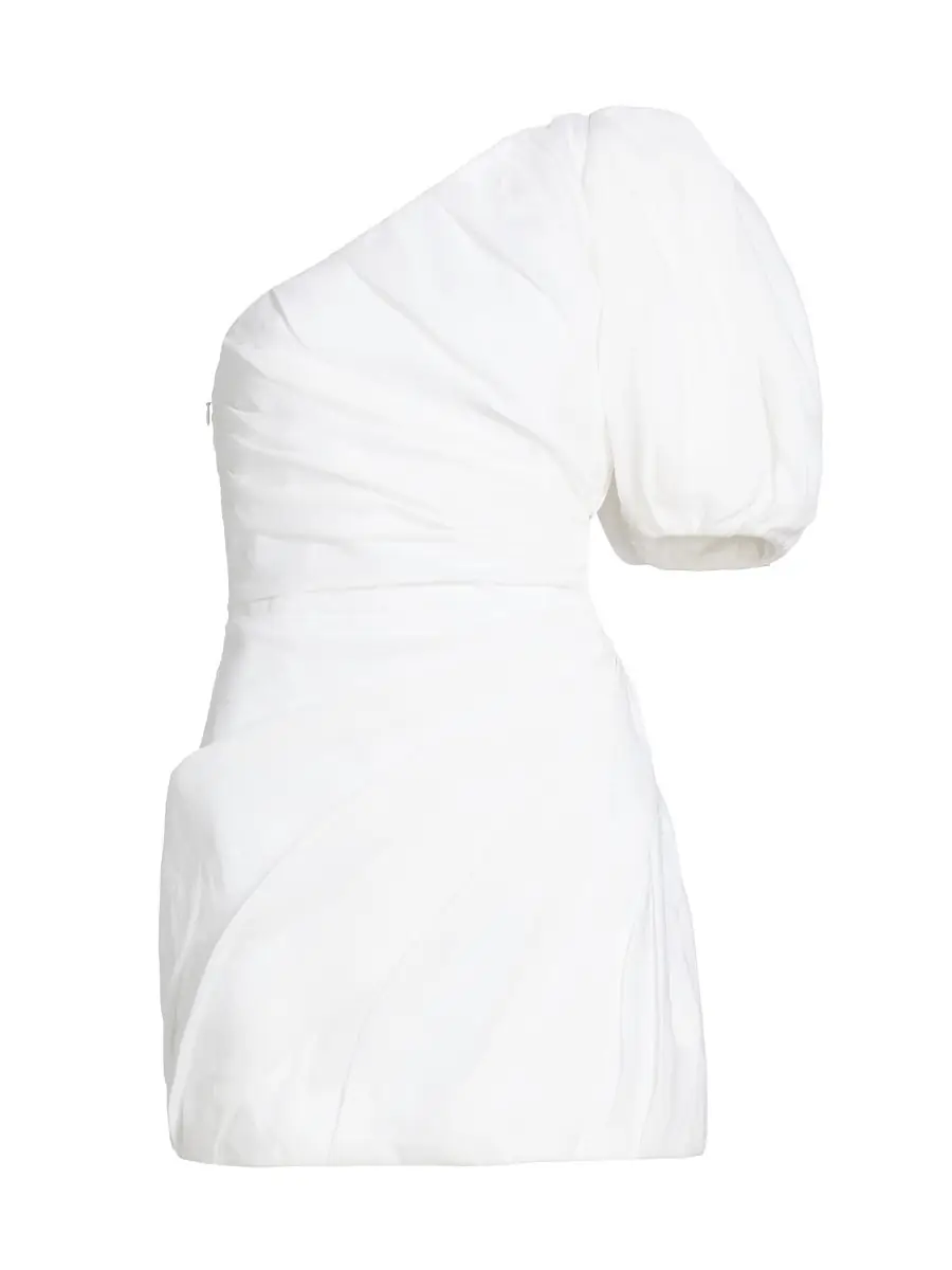 Chloé Women's Gathered One-Shoulder Minidress - White | Thumbnail 6 Chloé Women's Gathered One-Shoulder Minidress - White | Thumbnail 6