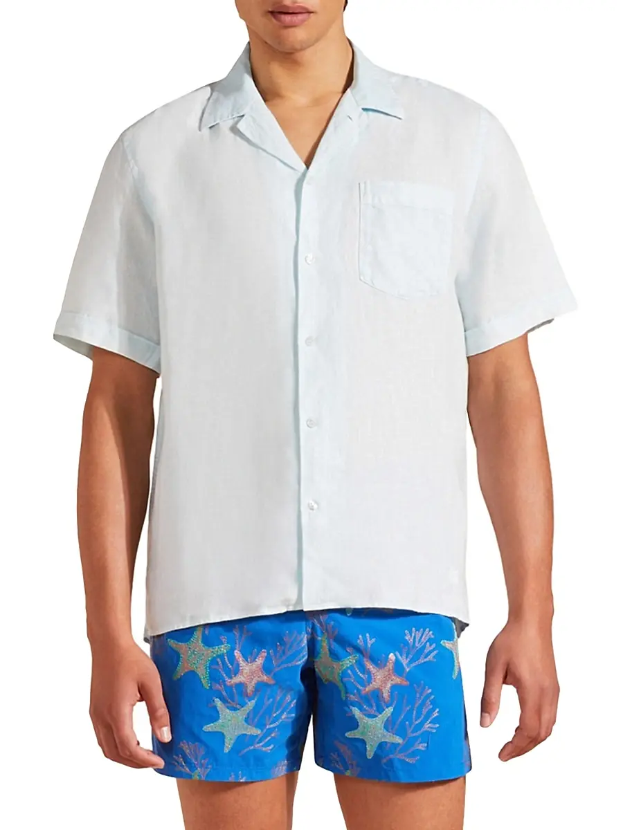 Vilebrequin Men's Linen Camp Shirt | Thumbnail 4 Vilebrequin Men's Linen Camp Shirt | Thumbnail 4