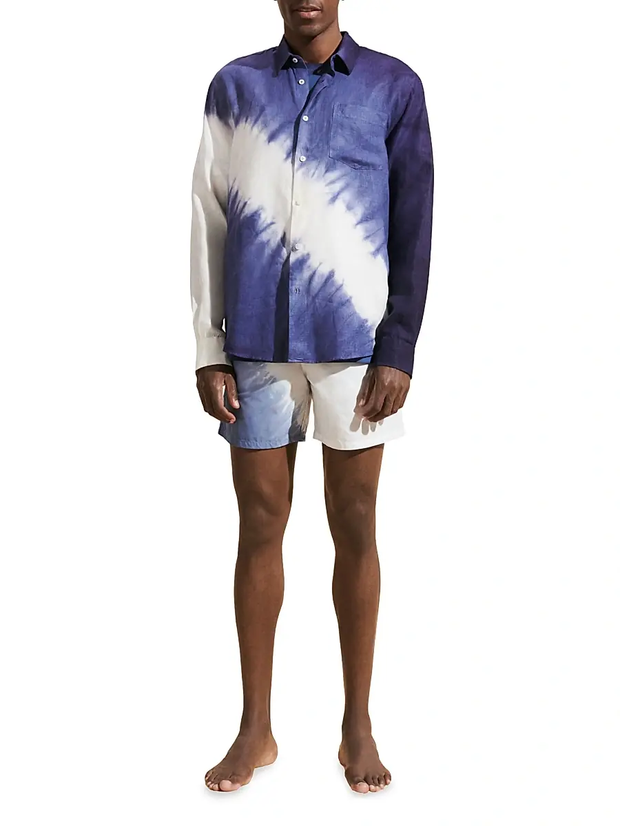 Vilebrequin Men's Graphic Linen Button-Front Shirt | Thumbnail 2 Vilebrequin Men's Graphic Linen Button-Front Shirt | Thumbnail 2