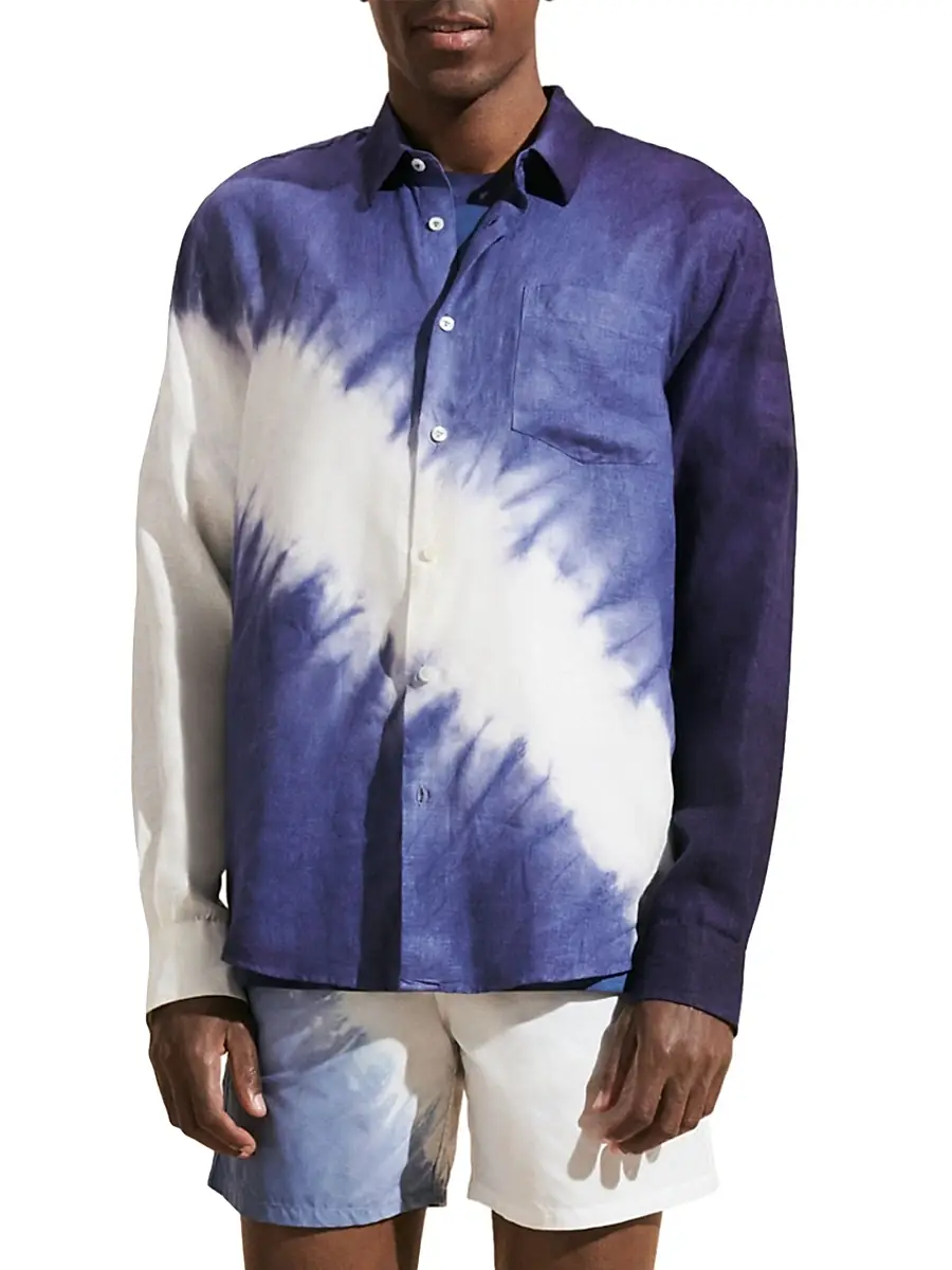 Vilebrequin Men's Graphic Linen Button-Front Shirt | Thumbnail 4 Vilebrequin Men's Graphic Linen Button-Front Shirt | Thumbnail 4